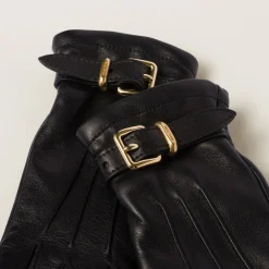 Black Nappa Leather Gloves | Miu Miu
