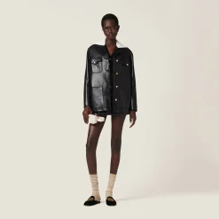 Black Nappa Leather Jacket | Miu Miu