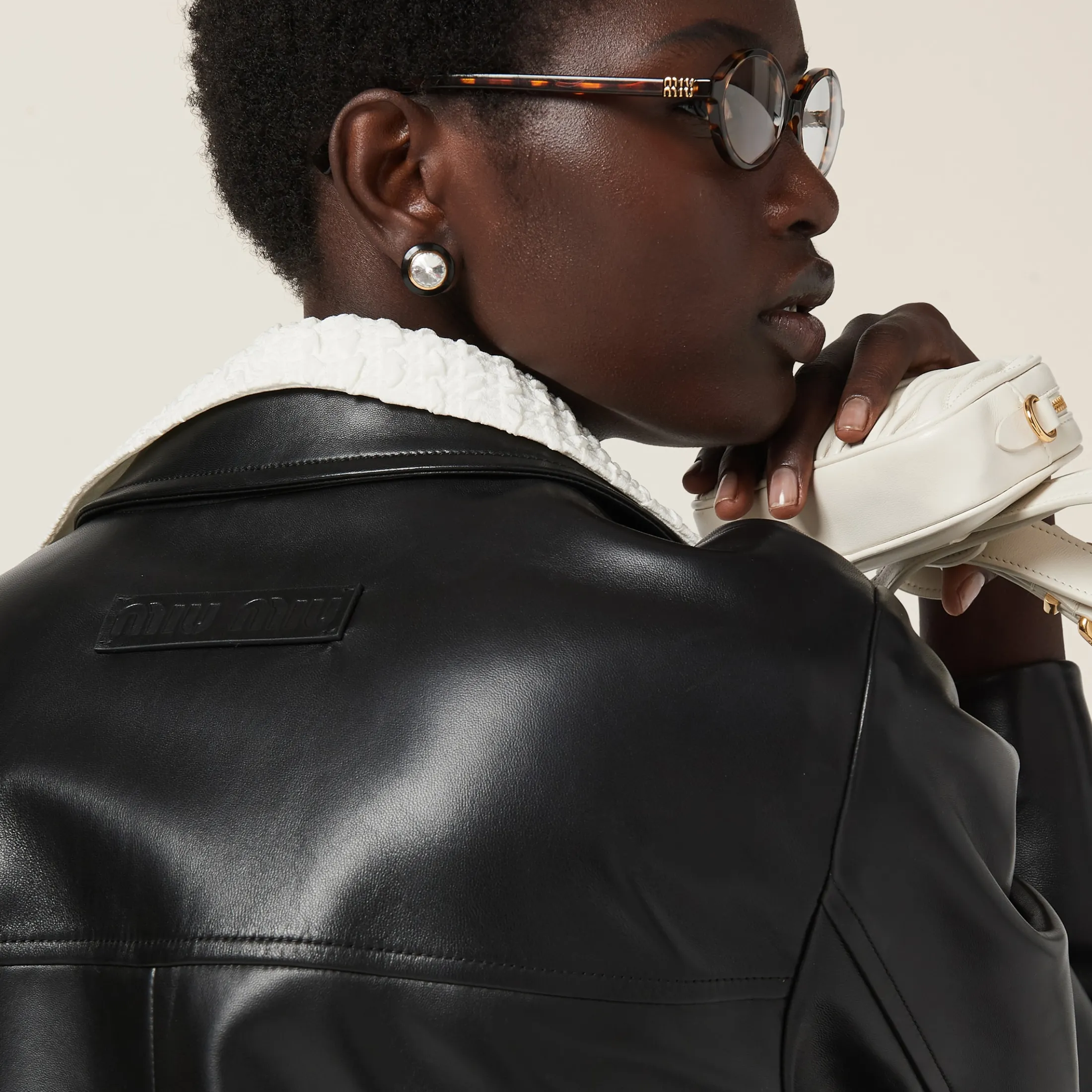Black Nappa Leather Jacket | Miu Miu