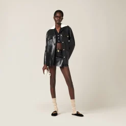 Black Nappa Leather Miniskirt | Miu Miu