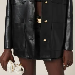 Black Nappa Leather Miniskirt | Miu Miu