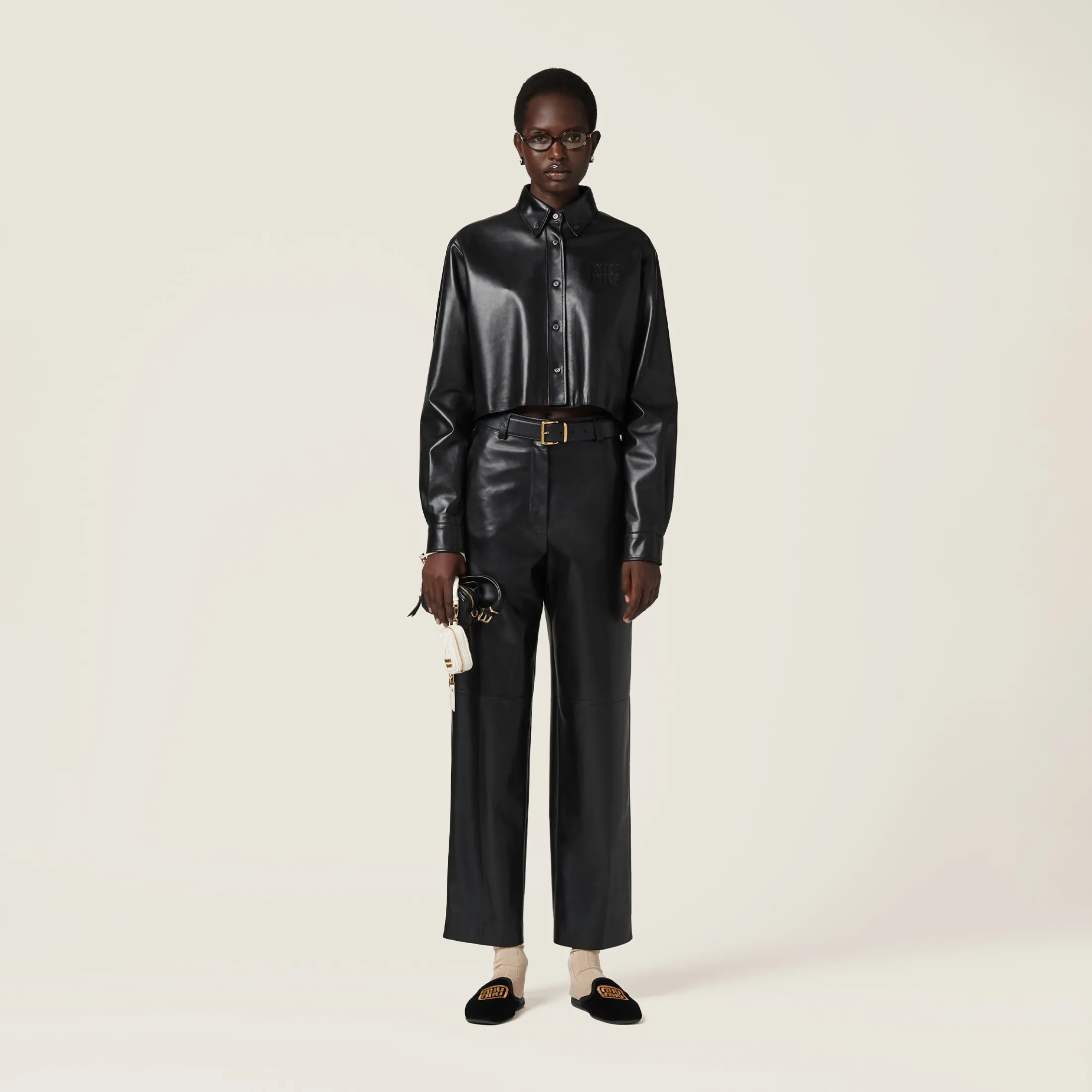 Black Nappa Leather Pants | Miu Miu