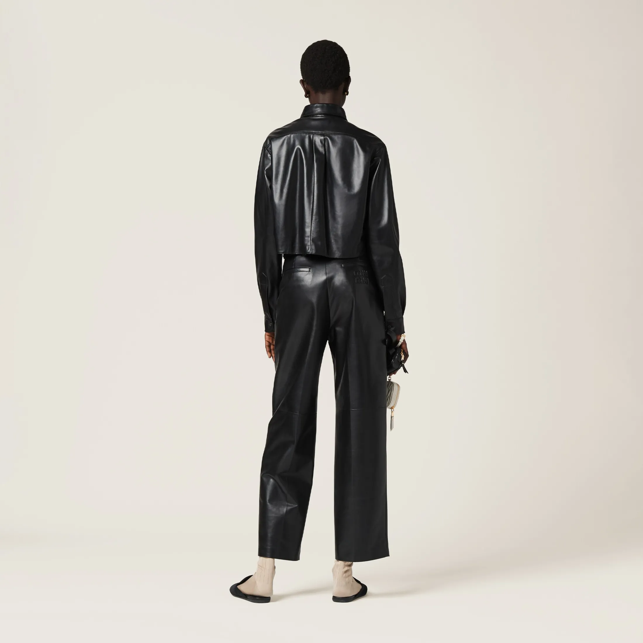Black Nappa Leather Pants | Miu Miu