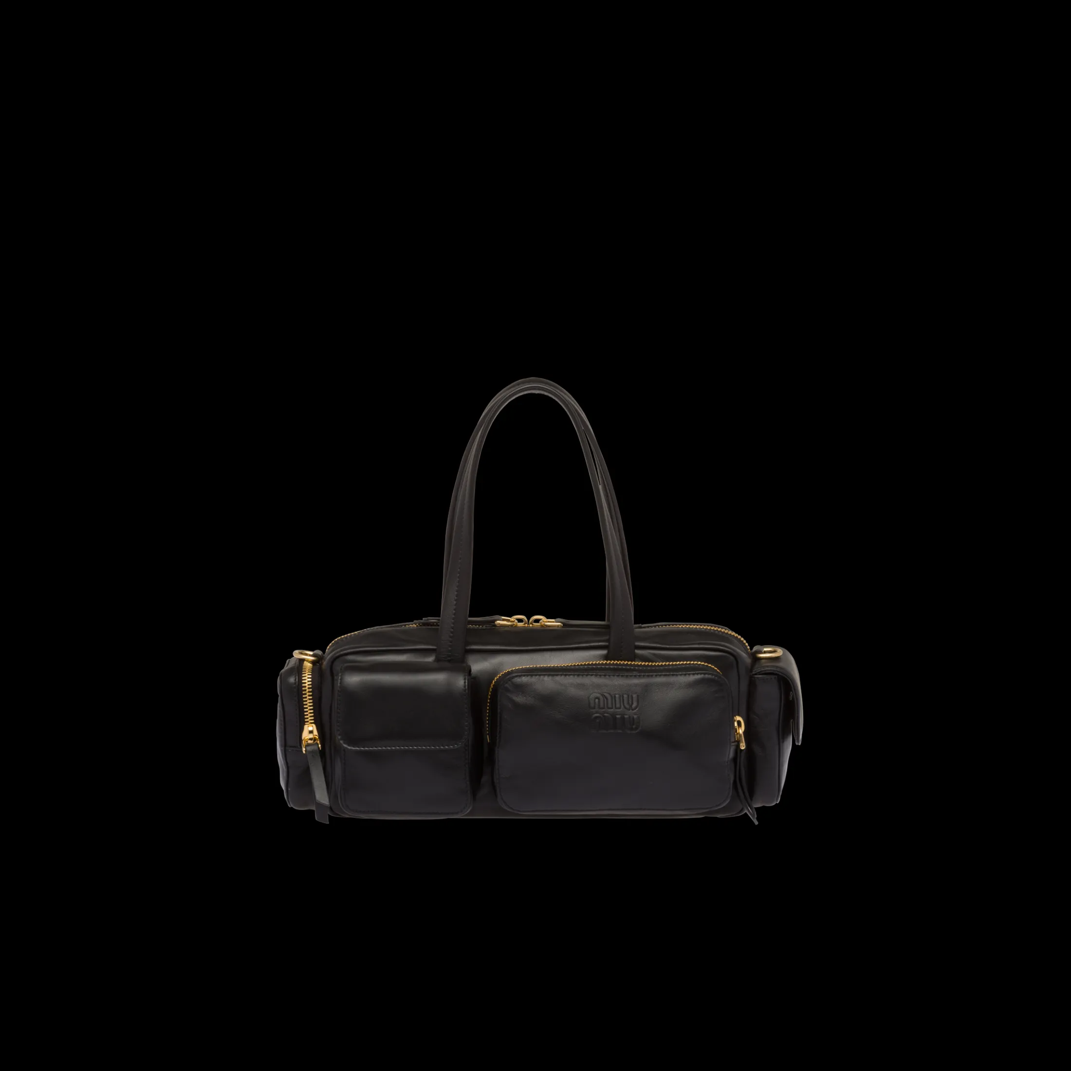 Black Nappa Leather Pocket Top-handle Bag | Miu Miu