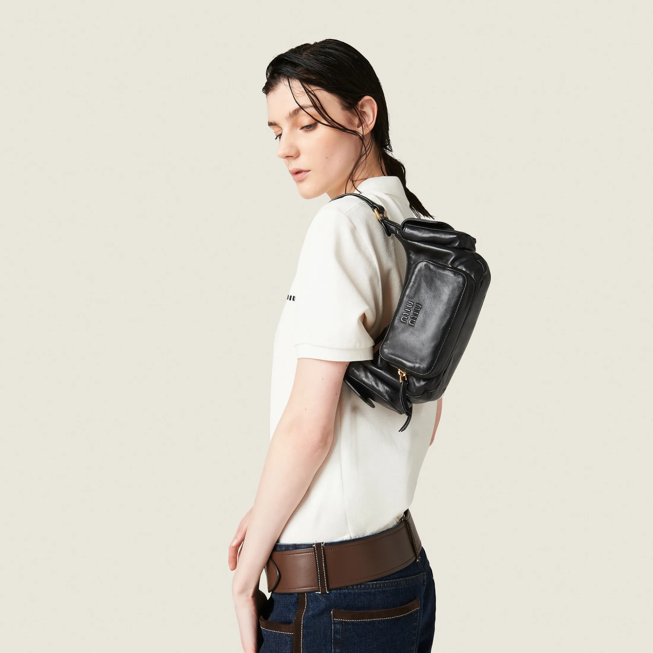 Black Nappa Leather Pocket Bag | Miu Miu