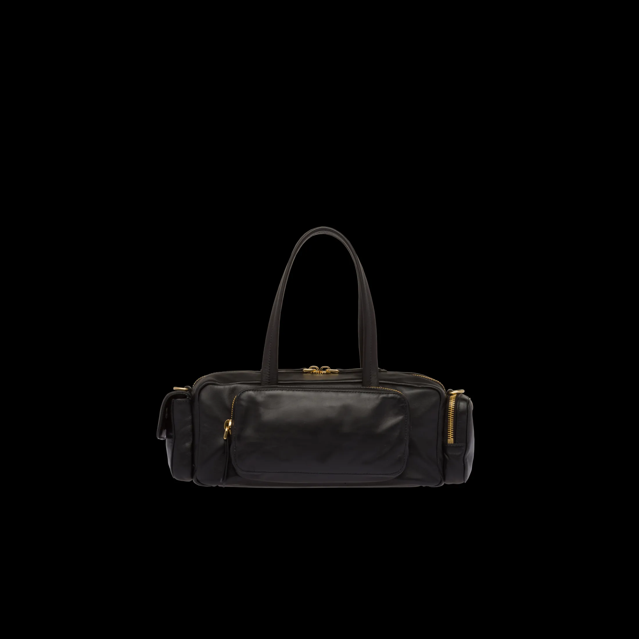 Black Nappa Leather Pocket Top-handle Bag | Miu Miu