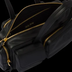 Black Nappa Leather Pocket Top-handle Bag | Miu Miu