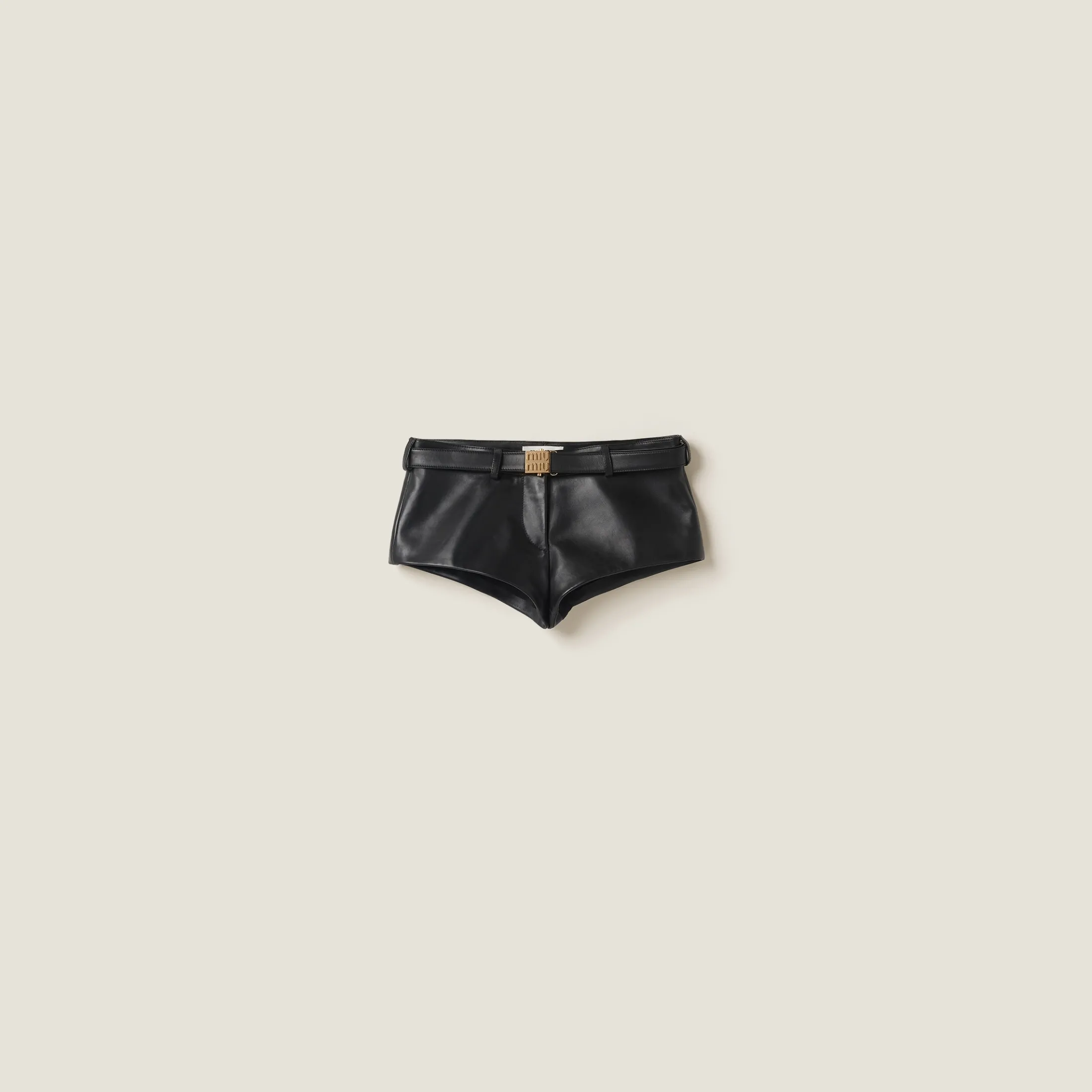 Black Nappa Leather Shorts | Miu Miu