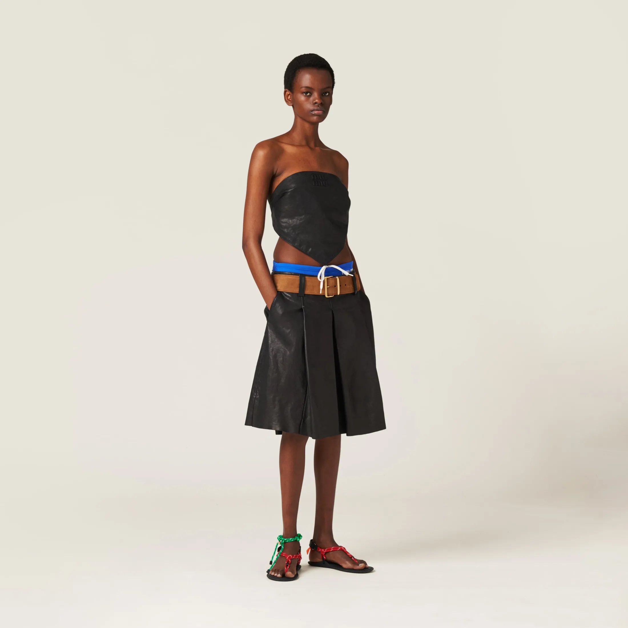 Black Nappa Leather Skirt | Miu Miu