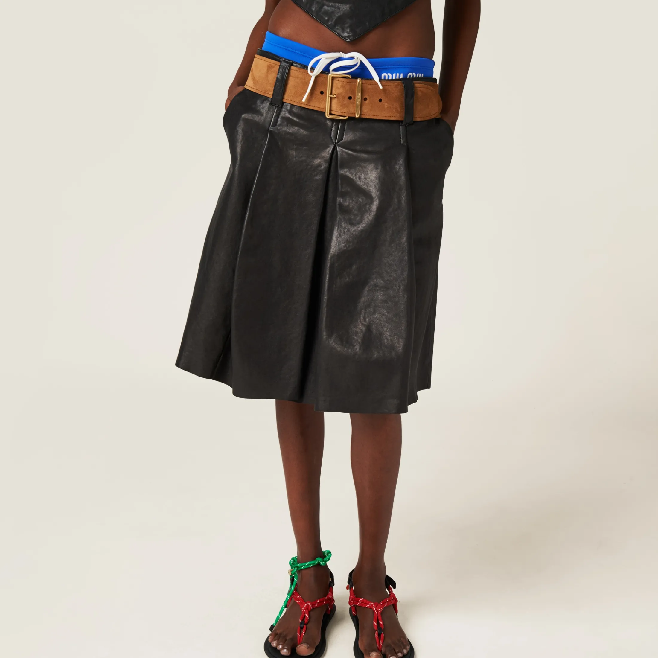 Black Nappa Leather Skirt | Miu Miu
