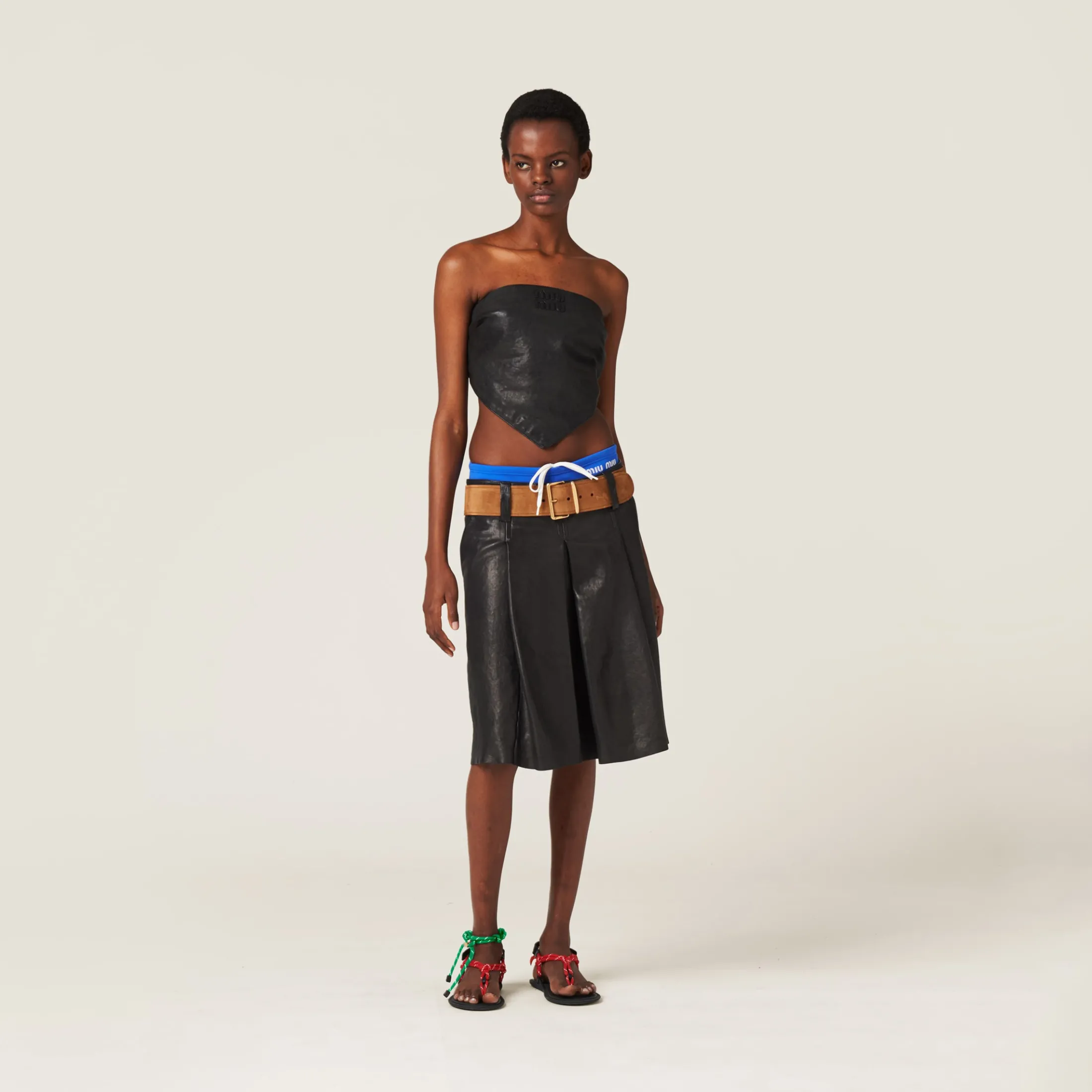 Black Nappa Leather Top | Miu Miu