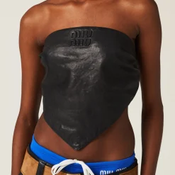 Black Nappa Leather Top | Miu Miu