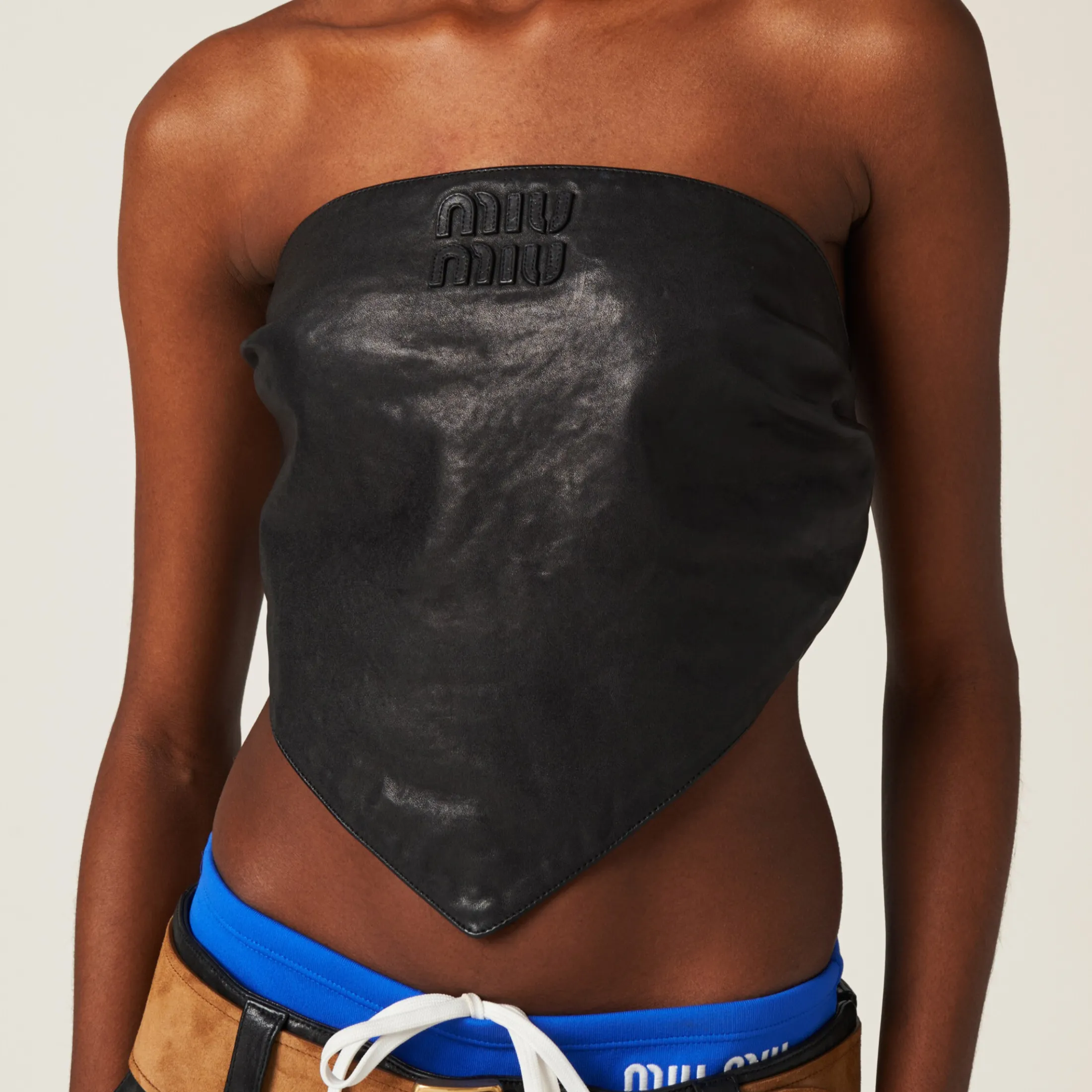 Black Nappa Leather Top | Miu Miu