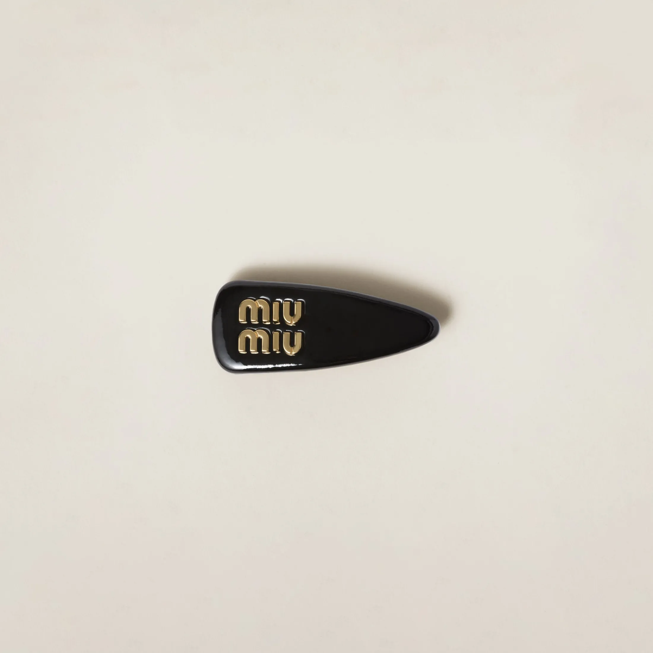 Black Patent Leather Hair Clip | Miu Miu