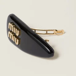 Black Patent Leather Hair Clip | Miu Miu
