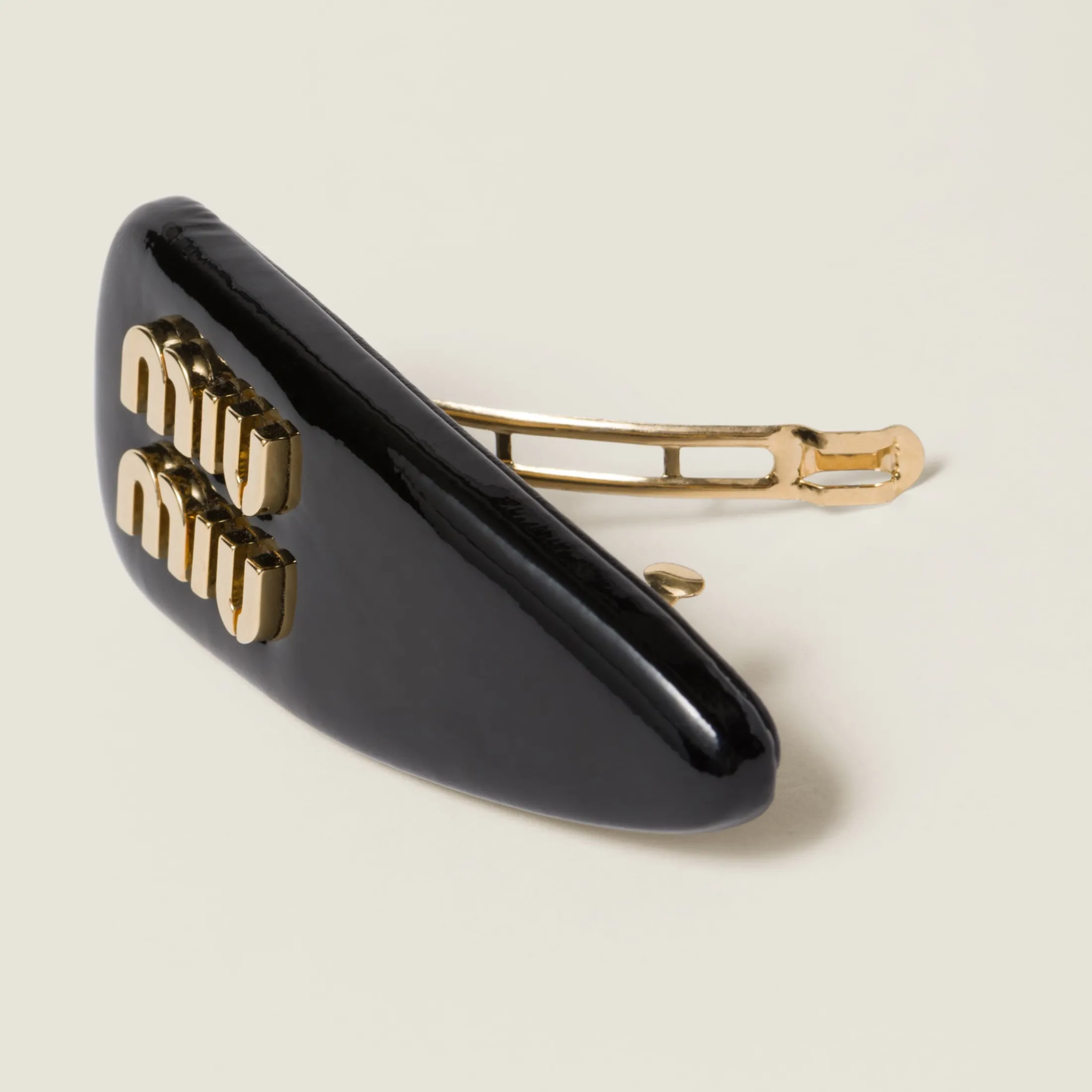 Black Patent Leather Hair Clip | Miu Miu