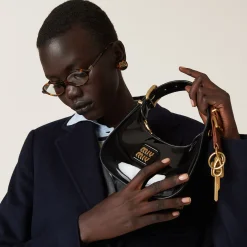 Black Patent Leather Hobo Bag | Miu Miu