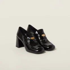 Black Patent Leather Loafers | Miu Miu