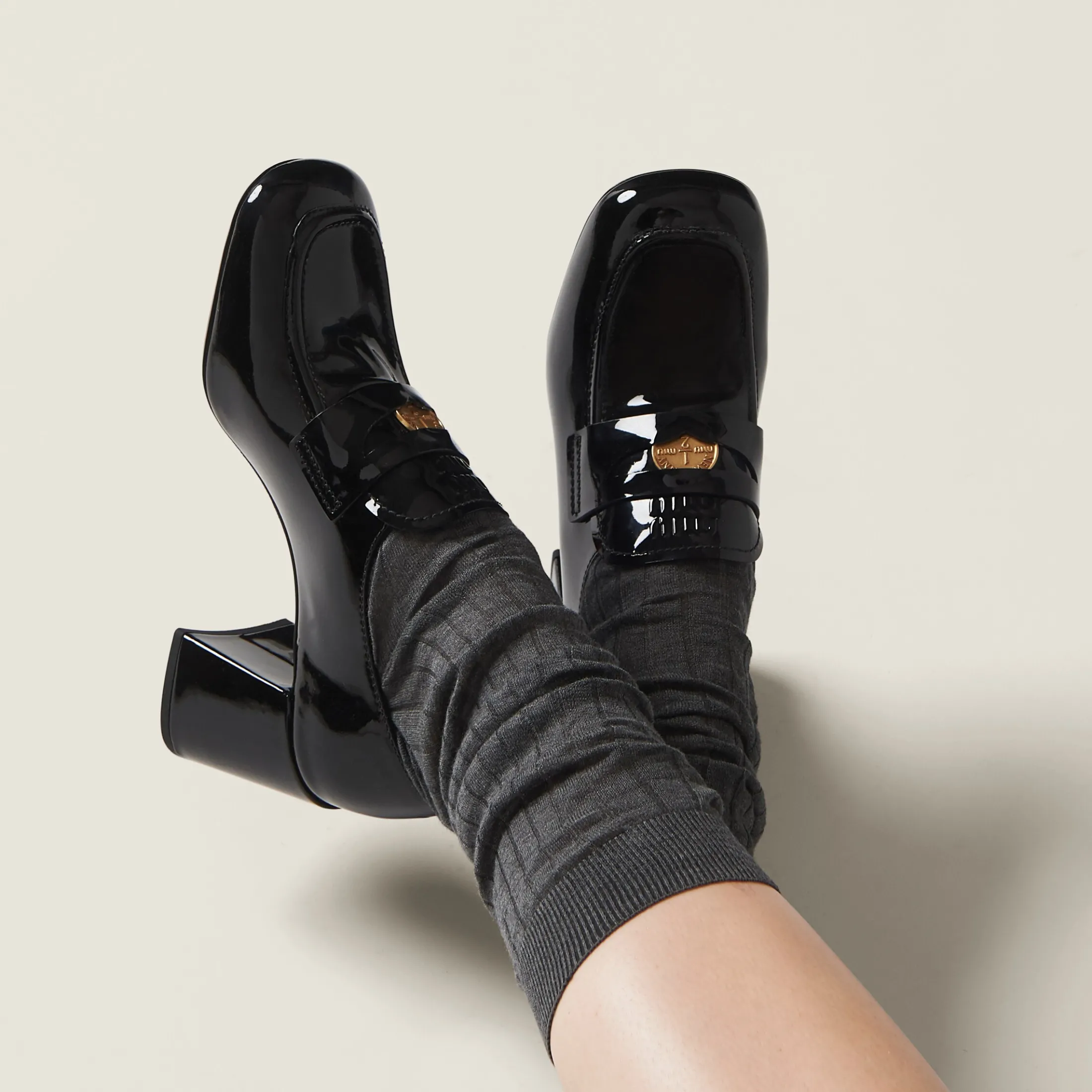 Black Patent Leather Loafers | Miu Miu