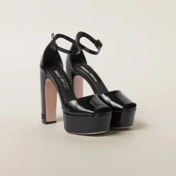 Black Patent Leather Platform Sandals | Miu Miu
