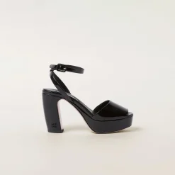 Black Patent Leather Platform Sandals | Miu Miu