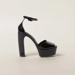 Black Patent Leather Platform Sandals | Miu Miu