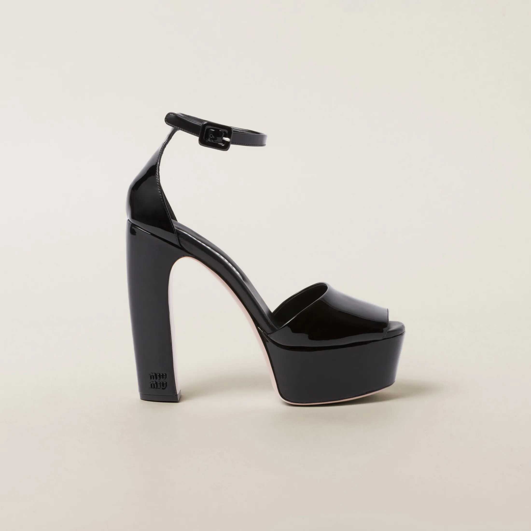 Black Patent Leather Platform Sandals | Miu Miu