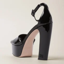 Black Patent Leather Platform Sandals | Miu Miu