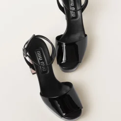 Black Patent Leather Platform Sandals | Miu Miu