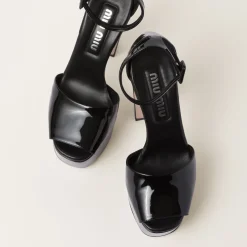 Black Patent Leather Platform Sandals | Miu Miu