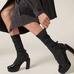 Black Patent Leather Platform Sandals | Miu Miu