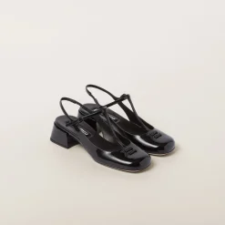 Black Patent Leather Slingback Pumps | Miu Miu
