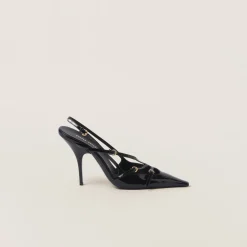 Black Patent Leather Slingbacks With Buckles | Miu Miu