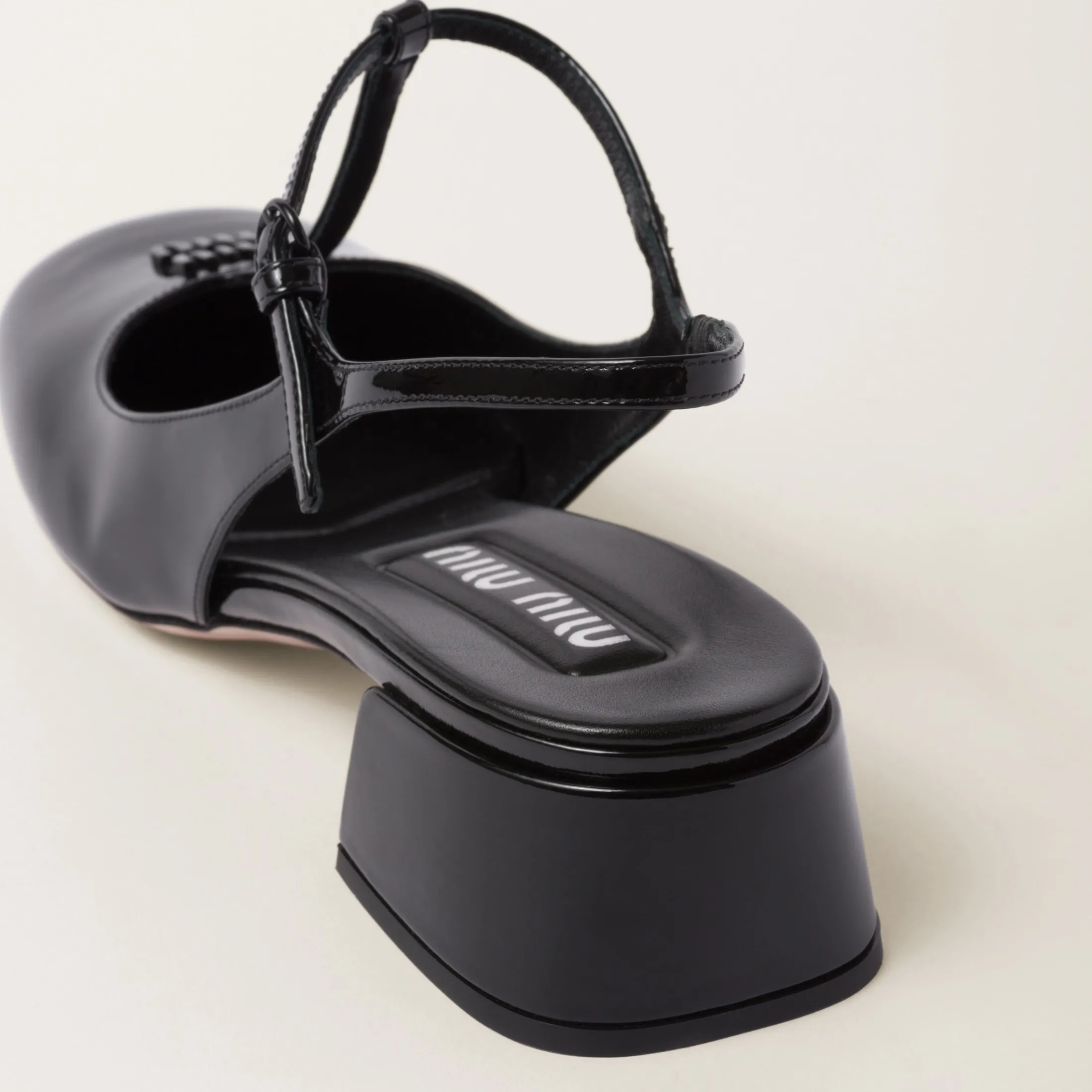 Black Patent Leather Slingback Pumps | Miu Miu
