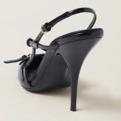 Black Patent Leather Slingbacks With Buckles | Miu Miu