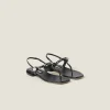 Black Patent Leather Thong Sandals | Miu Miu