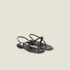 Black Patent Leather Thong Sandals | Miu Miu