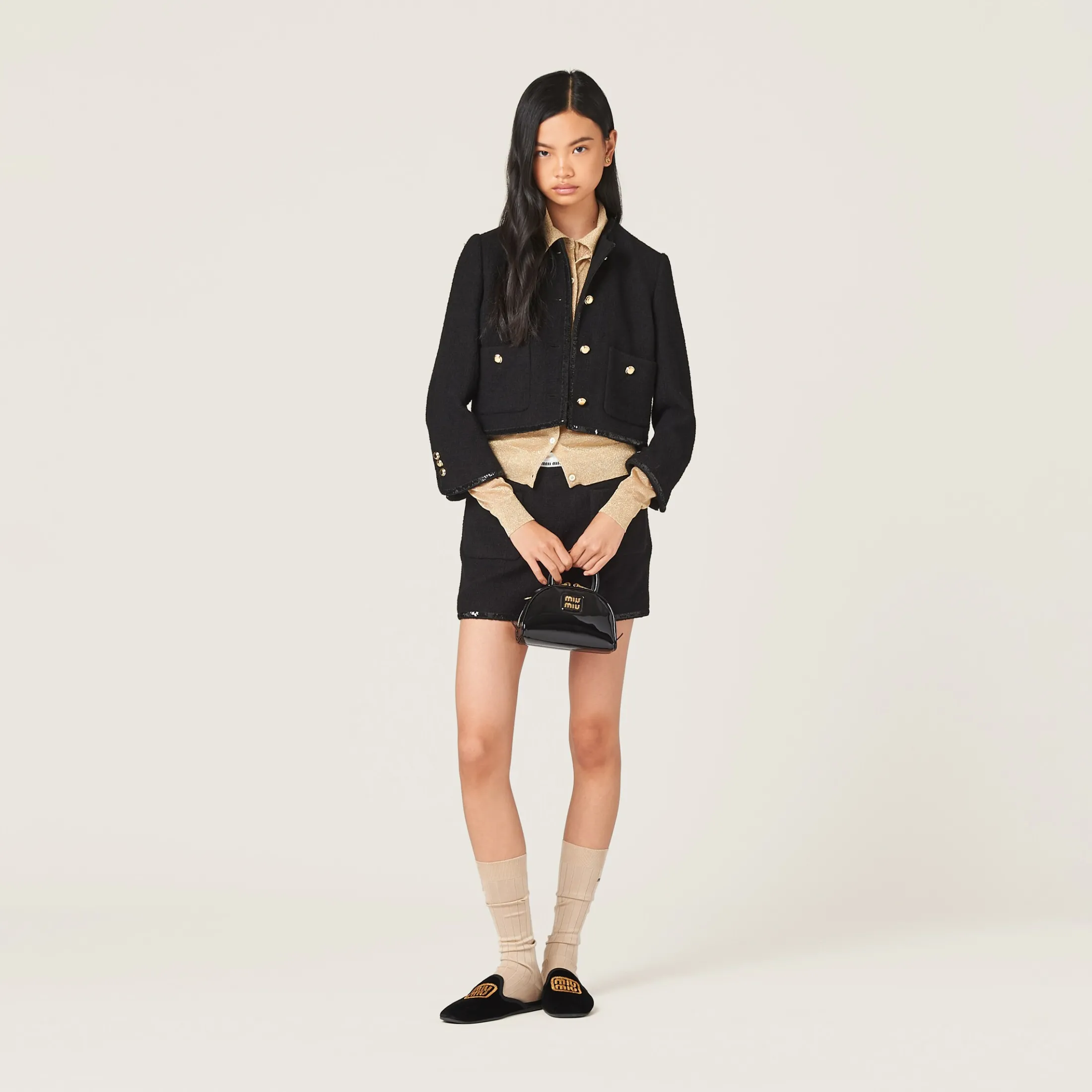 Black Patent Leather Top-handle Bag | Miu Miu