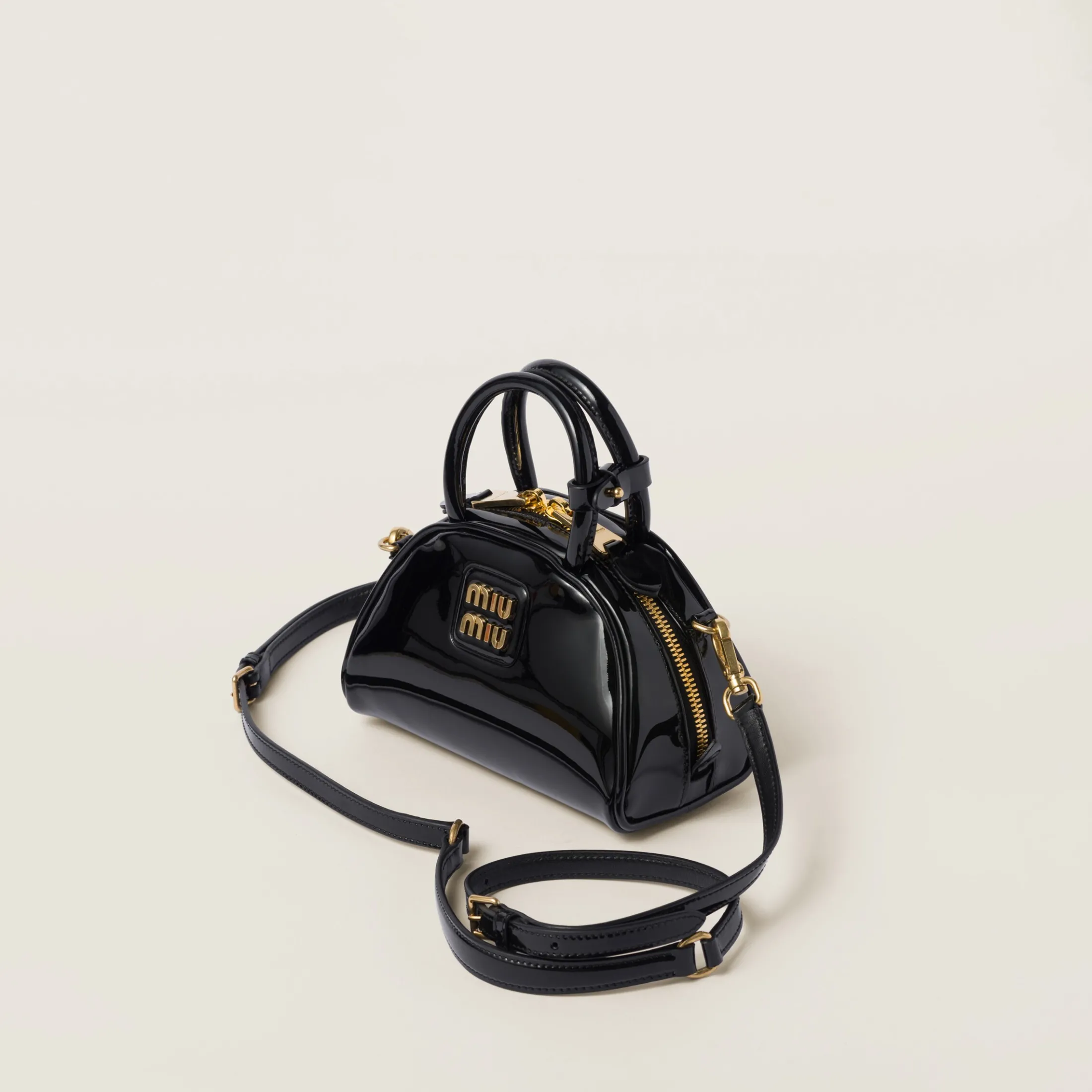Black Patent Leather Top-handle Bag | Miu Miu