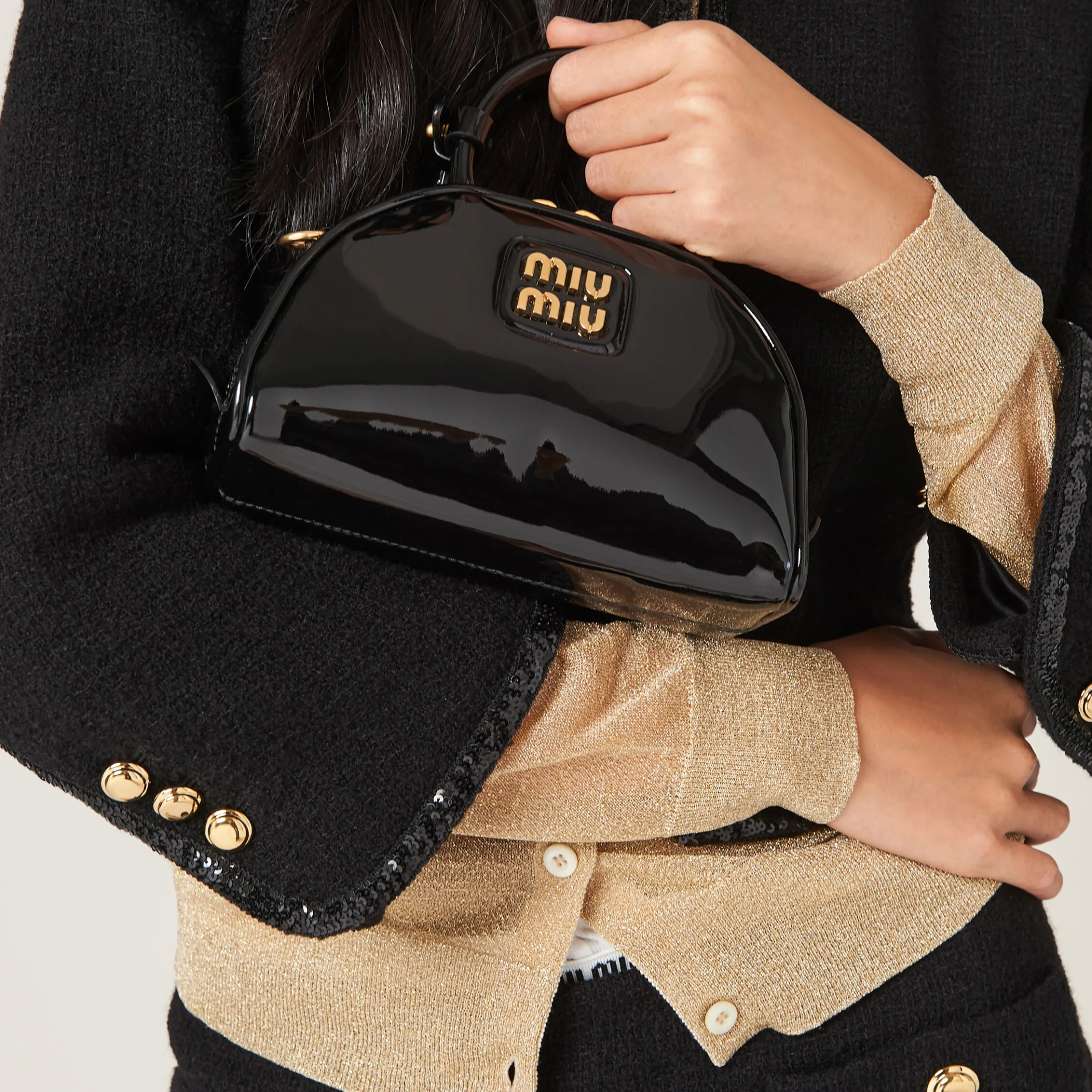 Black Patent Leather Top-handle Bag | Miu Miu