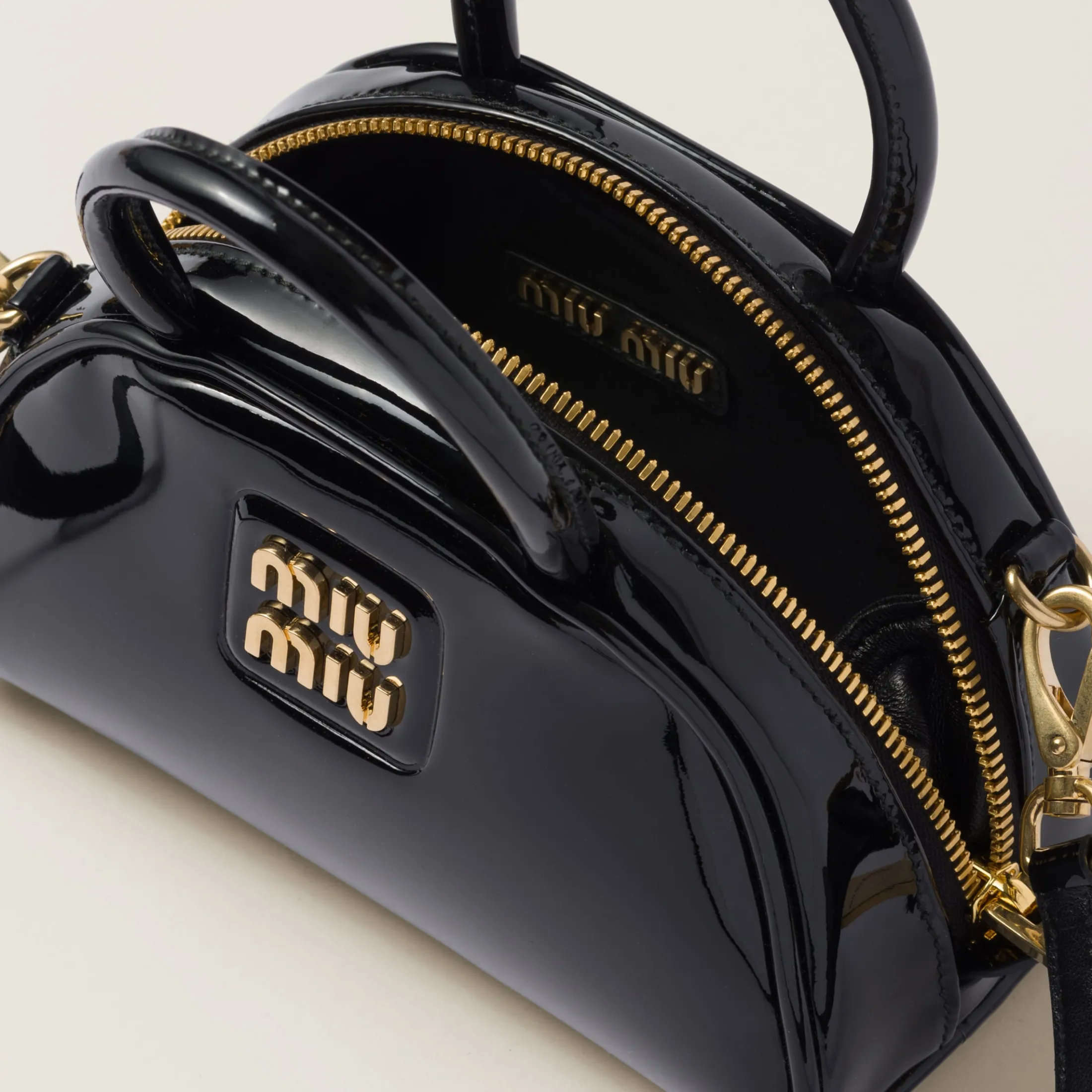 Black Patent Leather Top-handle Bag | Miu Miu