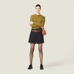 Black Pinstripe Bermuda Shorts | Miu Miu