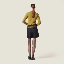 Black Pinstripe Bermuda Shorts | Miu Miu