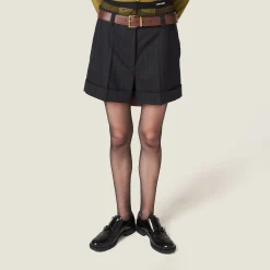 Black Pinstripe Bermuda Shorts | Miu Miu