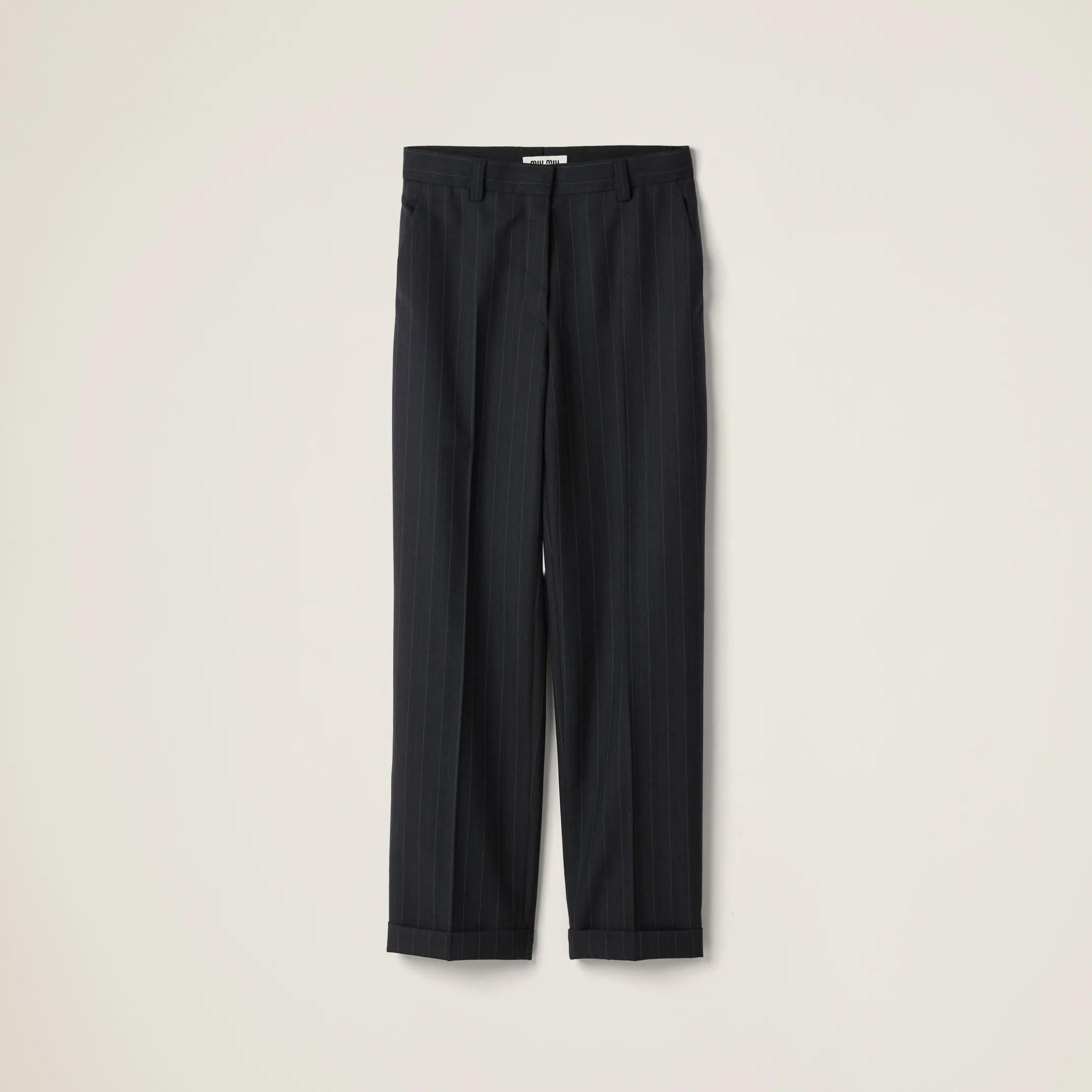 Black Pinstriped Pants | Miu Miu