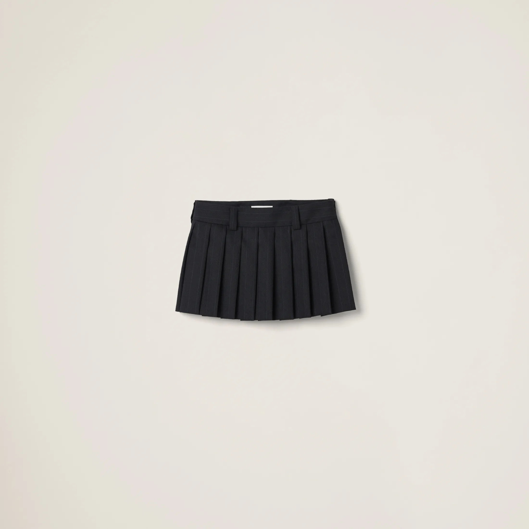 Black Pleated Pinstripe Skirt | Miu Miu