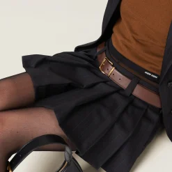 Black Pleated Pinstripe Skirt | Miu Miu