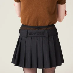 Black Pleated Pinstripe Skirt | Miu Miu