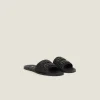 Black Raffia-effect Woven Fabric Slides | Miu Miu