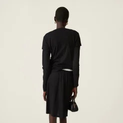 Black Ribbed Jersey Skirt | Miu Miu